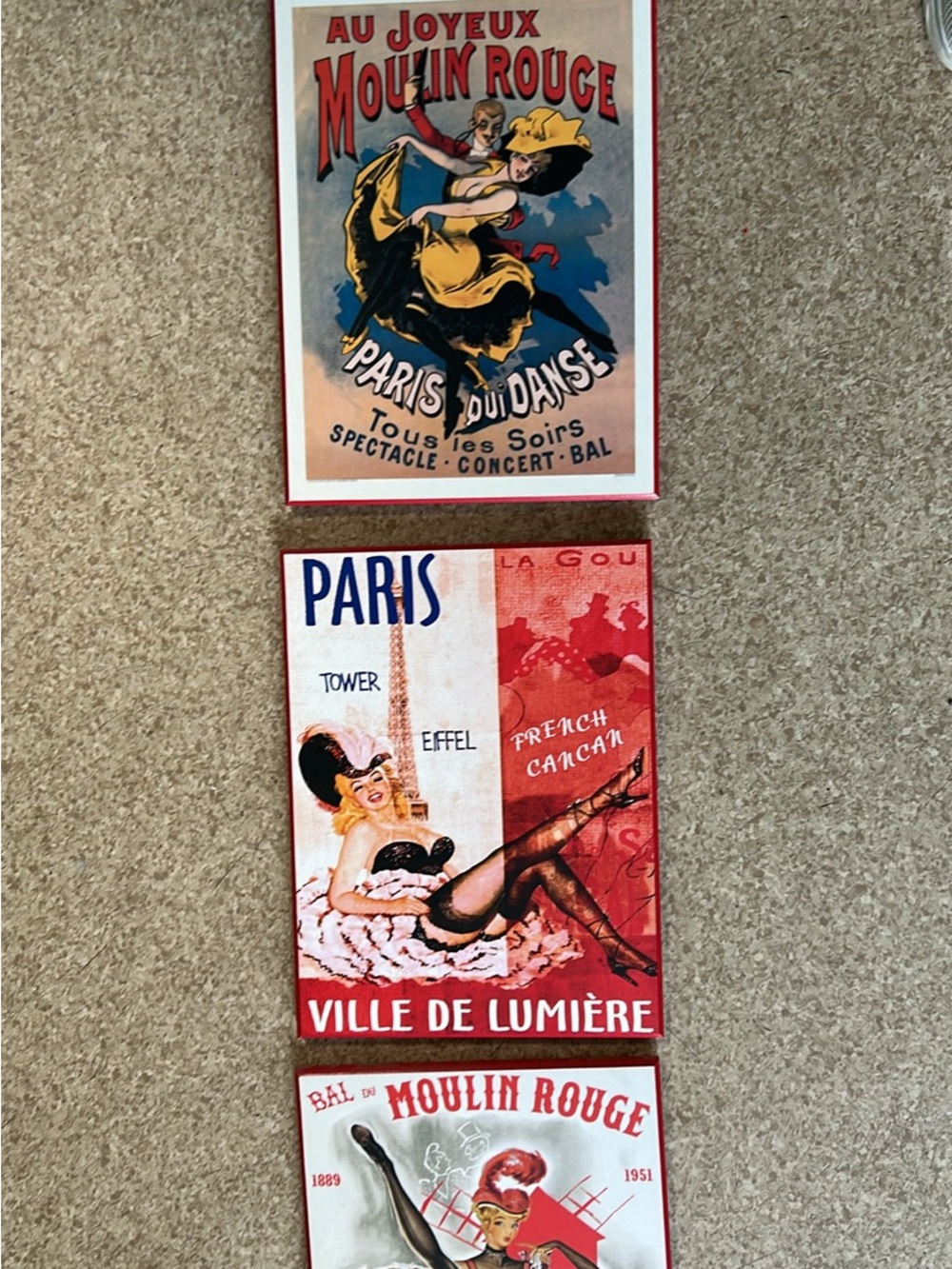 Set of 3 - Paris / Moulin Rouge Plaques